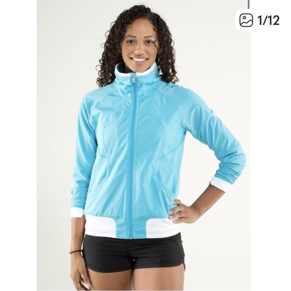 Lululemon Run Track Attack Jacket Spry Blue Full Zip Estimated Size 12